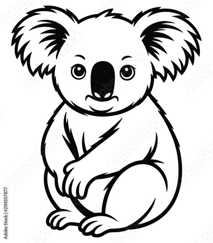 Canvas Print Koala Silhouette On White Background Black And White Graphic