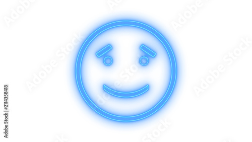 фотографія Colorful glowing neon smiley face icon with happy expression and kind eyebrows r
