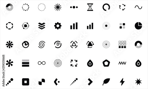Diverse collection of technological web interface and utility icons with interface settings business technology navigation collection abstract application