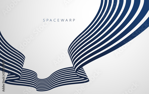 Canvas Print Lines in perspective look like bent ribbon graphic design, vector abstract background with curved stripes in distorted perspective, futuristic surreal op art