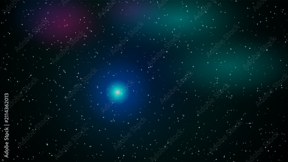 Fototapeta premium Cosmic night sky background with bright glowing stars and colorful nebula clouds universe infinity