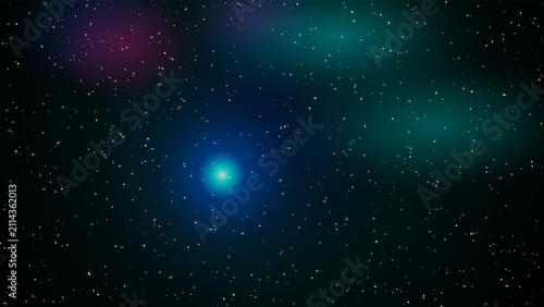 Foto Cosmic night sky background with bright glowing stars and colorful nebula clouds