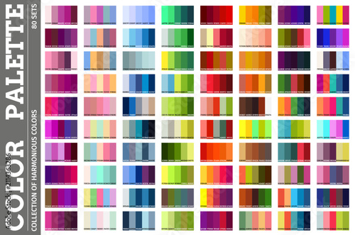 Bild auf Leinwand Color RGB palette with numbers of pastel and neon, cool, neutral and vibrant, balanced and warm colour swatches