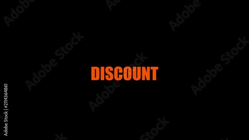 Discount text in video fly in from the right effect