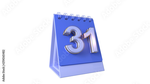 Realistic 3D Calendar Numbers 31