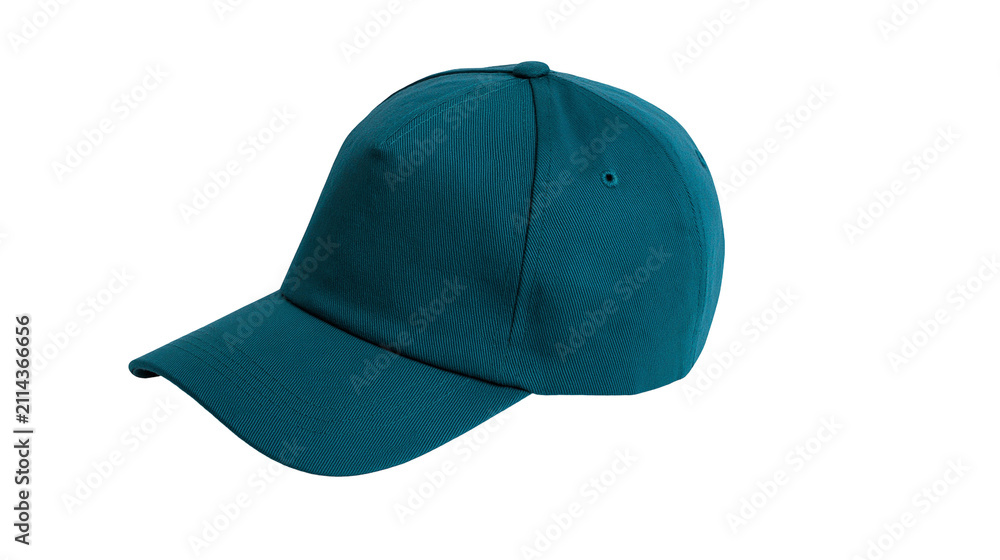 Fototapeta premium Teal baseball cap with curved brim and eyelets