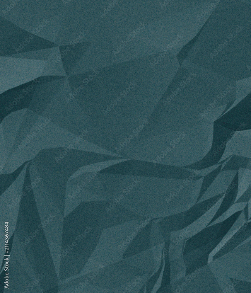 Obraz premium Dark teal crumpled paper background with subtle grain texture