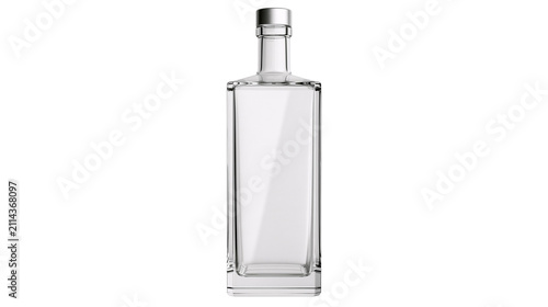 Clear glass rectangular bottle with silver cap