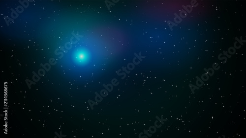 Cuadro en lienzo Starry night sky background with bright glowing blue celestial light astronomy c