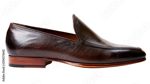 Quadro su tela Brown leather slip-on loafer shoe with stacked heel