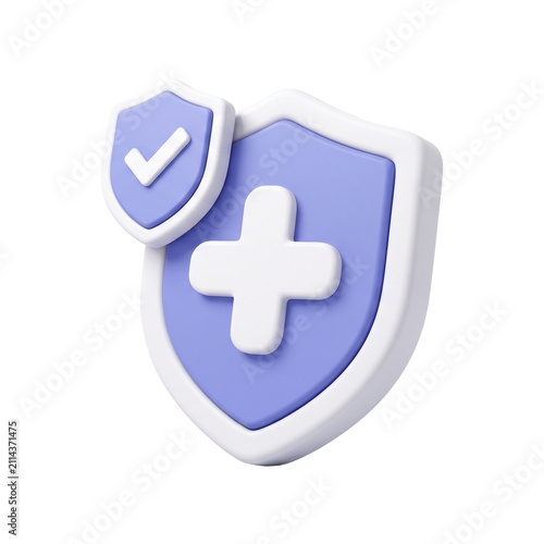 3D medical shield icon blue health protection shield with white cross healthcare security insurance symbol isolated on white background vector