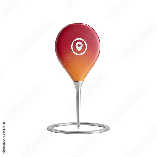 3D GPS Location Pin Map Marker Icon Isolated on White Background