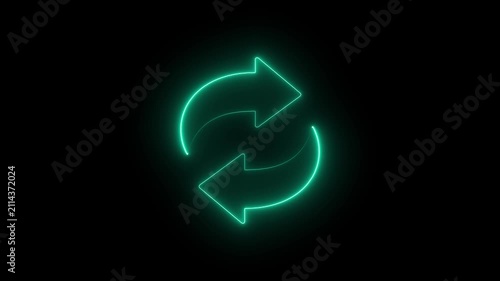 A neon blue bidirectional arrow icon often used to represent exchange, transfer, or navigation. 4k