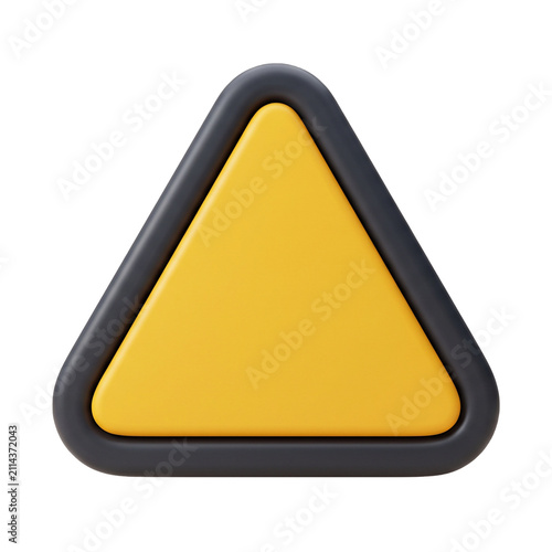 3D Yellow Warning Triangle Icon Isolated on White Background