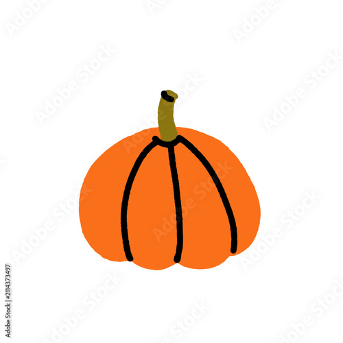 Bild auf Leinwand Hand drawn autumn squash and pumpkin set: butternut squash, crookneck gourd, pumpkin slice, warty gourds, and ornamental squash in orange, green, and yellow fall colors