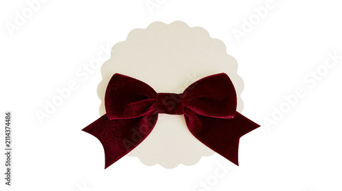 Velvet bow tie with scalloped paper tag