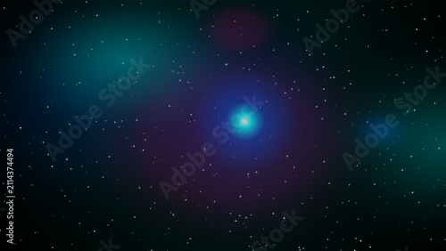 Quadro su tela Glowing bright blue star in deep space background with astronomy universe backgr