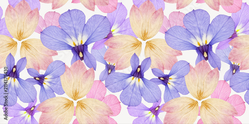 Pressed Flower Seamless Pattern Background