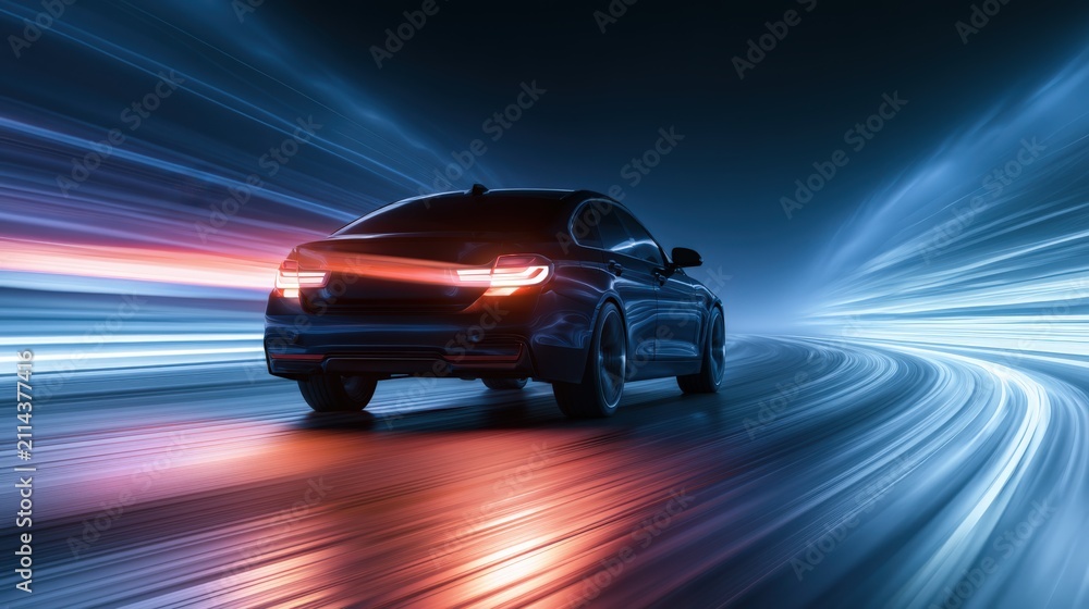 Obraz premium Night drive captures speed and motion