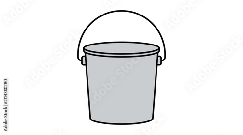 Gray Metal Bucket Icon.