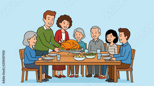 Multigenerational Family Enjoying Thanksgiving Dinner Together