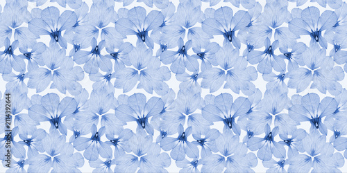 Blue Pressed Flower Seamless Pattern