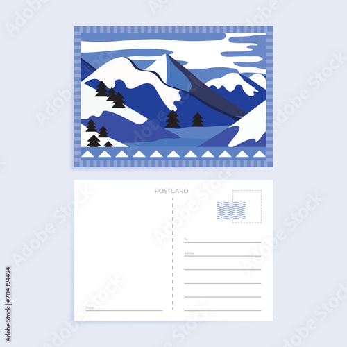 Mountain Landscape Postcard Template