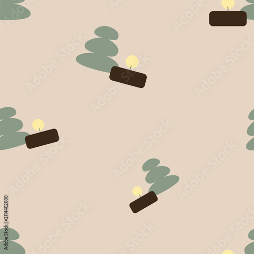 Tableau sur toile Zen tealight and stacked stones seamless pattern