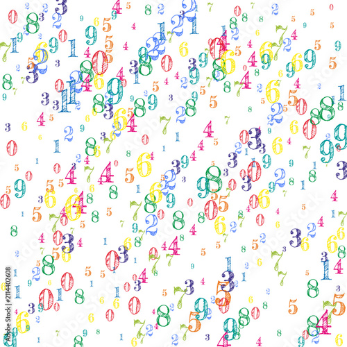 Falling colorful numbers. Math study concept with