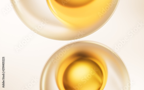 Abstract golden glass bubbles background, 3d rendering.