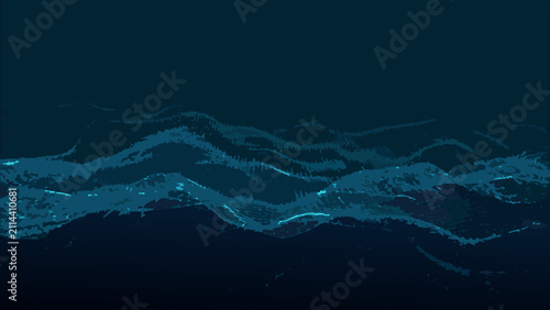 Quadro su tela A dark blue wave pattern with granular texture and undulating forms creates a fl