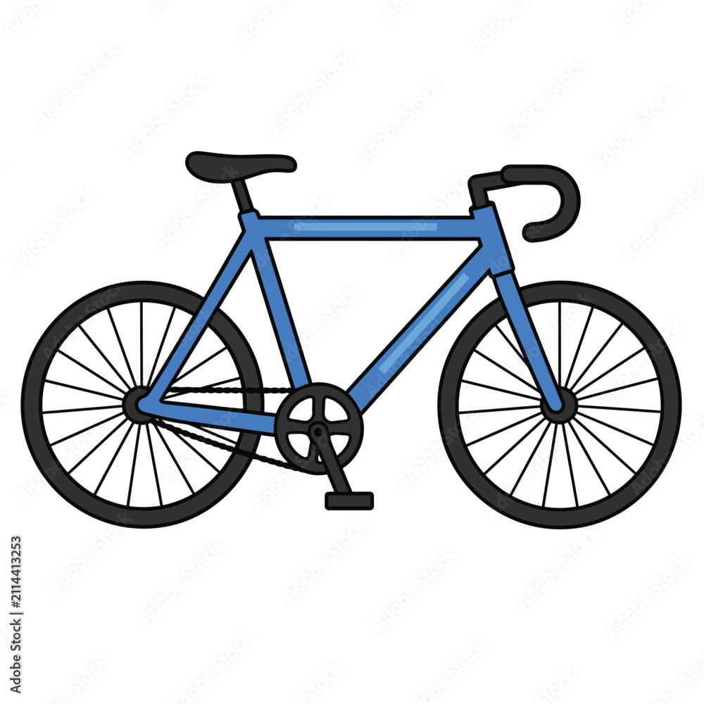 Obraz premium A simple flat vector illustration of a blue bicycle isolated on a white background.