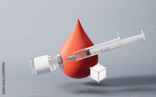 Konstfotografi Medical syringe and injection vial with health care concept, 3d rendering
