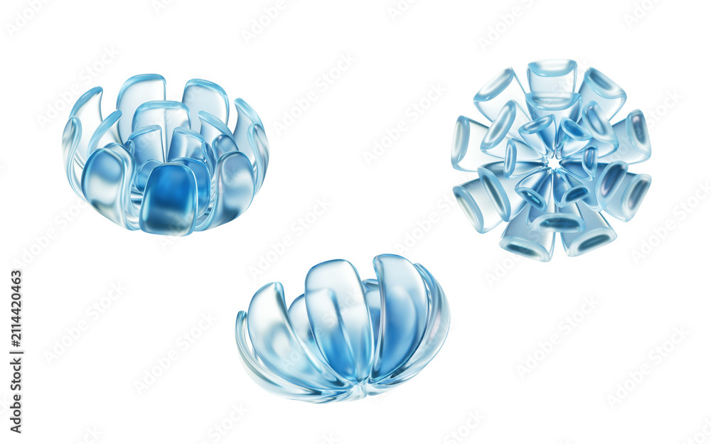 Fototapeta premium Transparent flower with curve petals, 3d rendering.