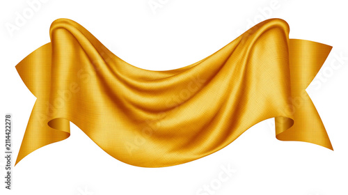 Canvas Print Golden fabric ribbon with soft folds and highlights
