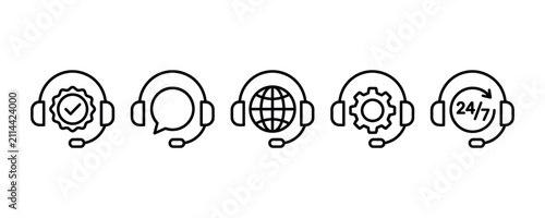 Obraz na płótnie Customer service and tech support headset icon set vector for communication