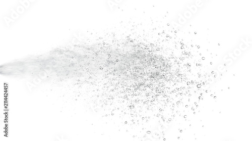 Fine Water Mist Spray with Floating Droplets and Particles Isolated on Transparent Background