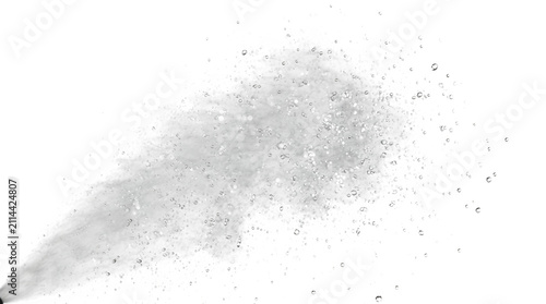 Fine Water Mist Spray with Floating Droplets and Particles Isolated on Transparent Background