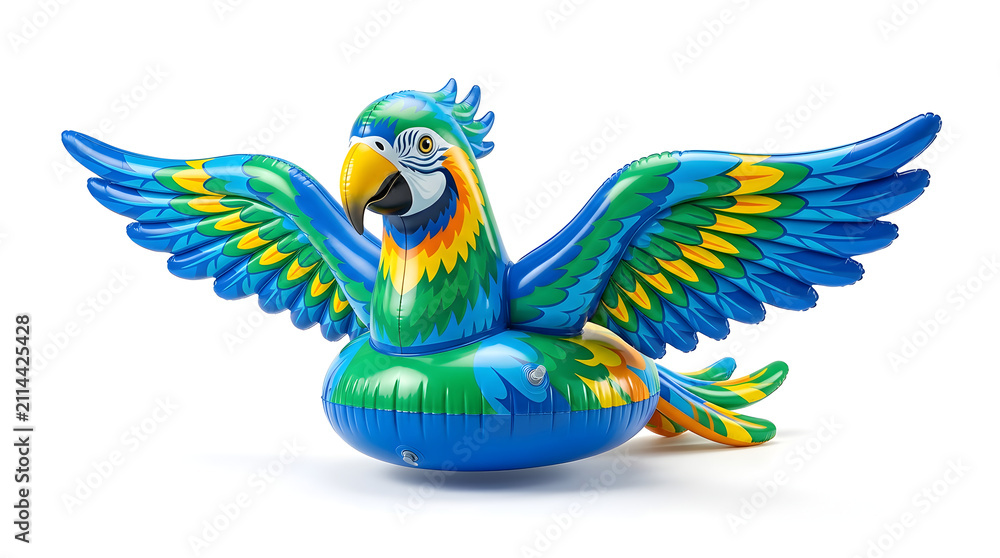 Fototapeta premium Inflatable parrot pool float isolated on white background