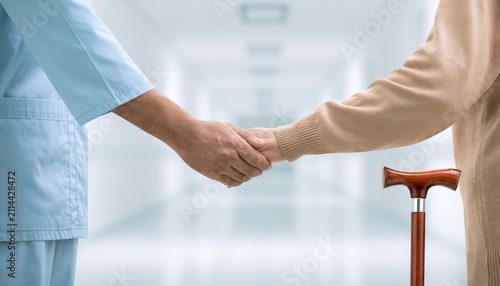 Gentle hands clasp, offering support and care to an elder