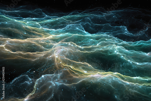 Abstract Neural Activity Waves Through Translucent Fibers Scientific Background