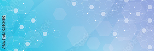 Modern healthcare and medical background with abstract geometric hexagon shapes. Science, medicine, and chemistry concept design for web, banner, and presentation. Vector illustration