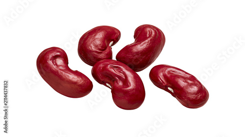 Fotografie Five red kidney beans close-up macro view