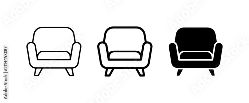 Cuadro en lienzo Armchair Icons Set, Single Seat Furniture Vector Graphics, Modern Living Room Se