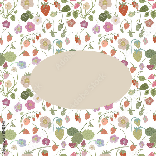 Trendy seamless pattern with hand drawn oil pastel strawberry. Textured crayon summer fruit background for textile and wallpaper design.