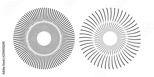 Design Element Set of Abstract Circle Rotation and Sun Icons. 