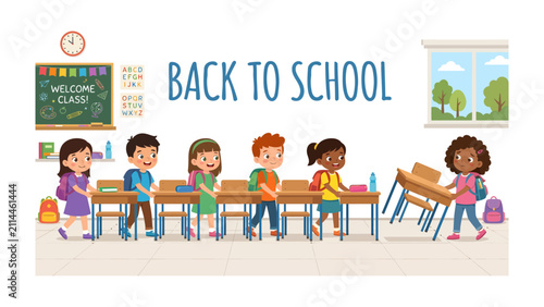 Quadro su tela Back to School Classroom Scene