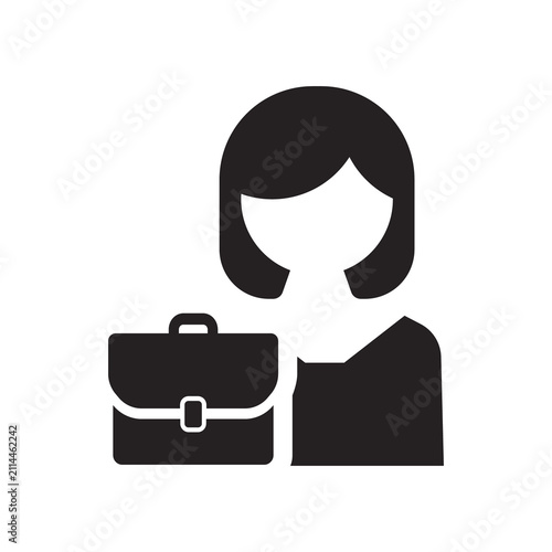 Career Woman Icon Vector with Briefcase