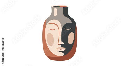 Face on a decorative vase.