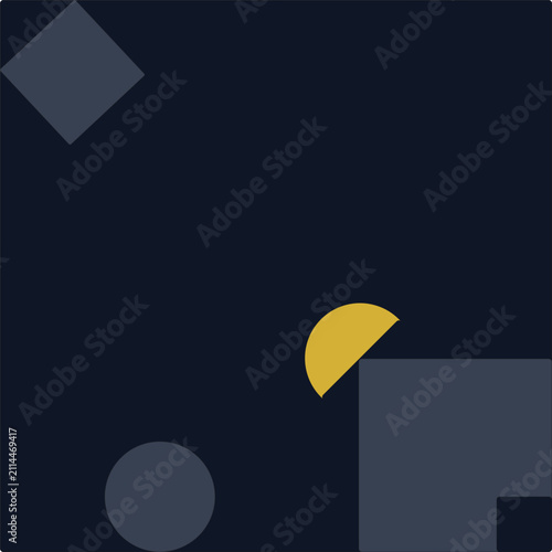 Luxury Minimal Geometric Abstract Background with Dark Navy Shapes and Modern Gold Accent Vector Design